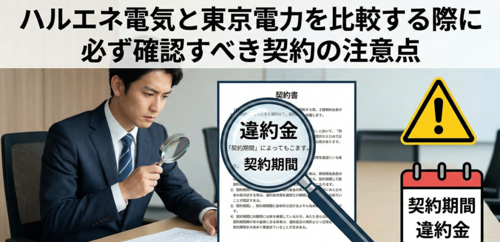 ハルエネ電気と東京電力を比較する際に必ず確認すべき契約の注意点
