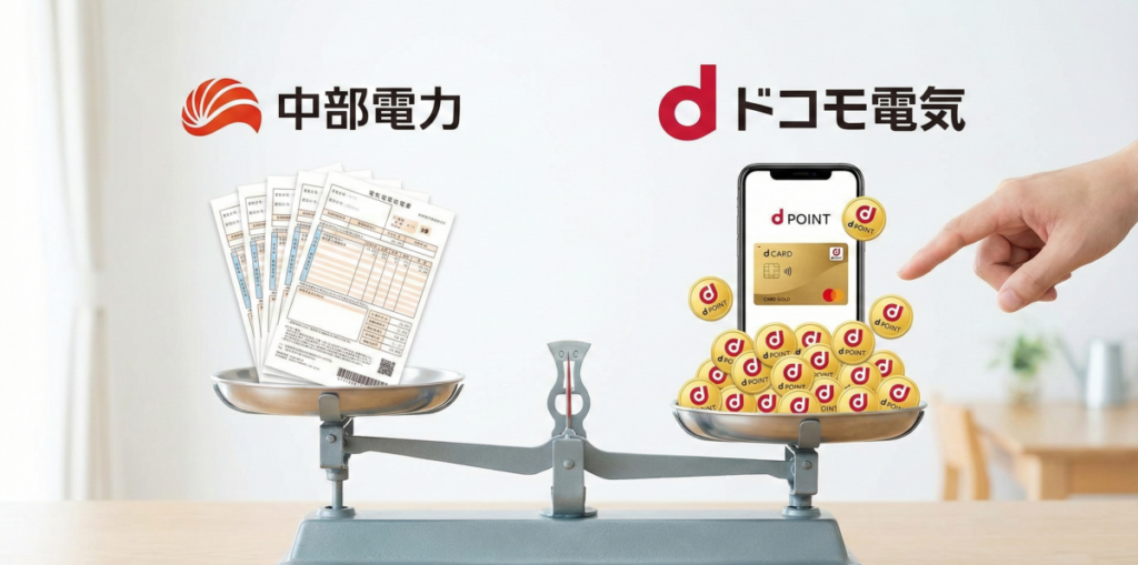ドコモ電気と中部電力を比較して分かったお得なポイント