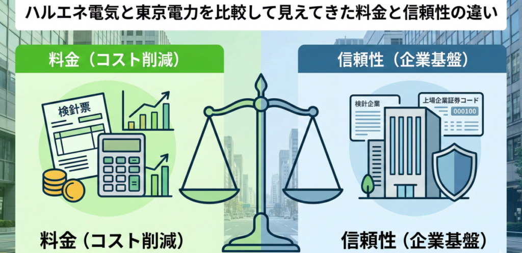 ハルエネ電気と東京電力を比較して見えてきた料金と信頼性の違い